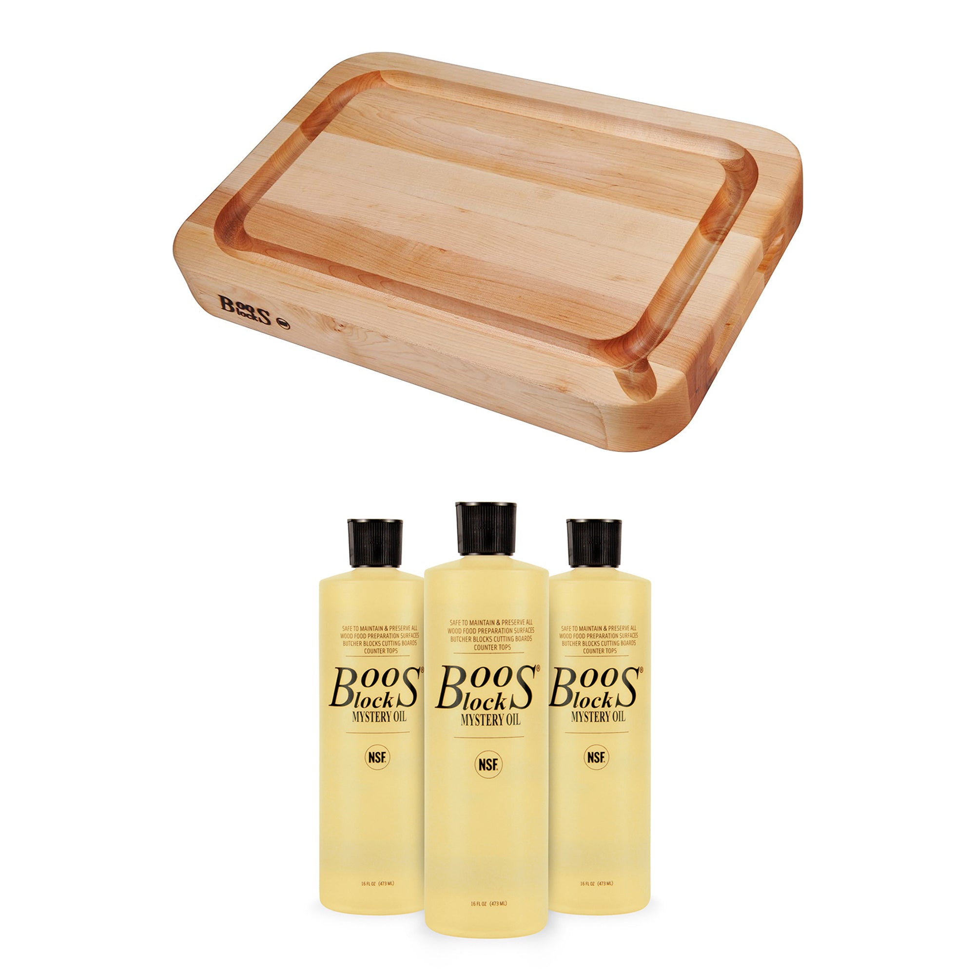 John Boos Reversible 24" Cutting Board w/16oz Mystery Butcher Block Oil (3 Pack) - VMInnovations