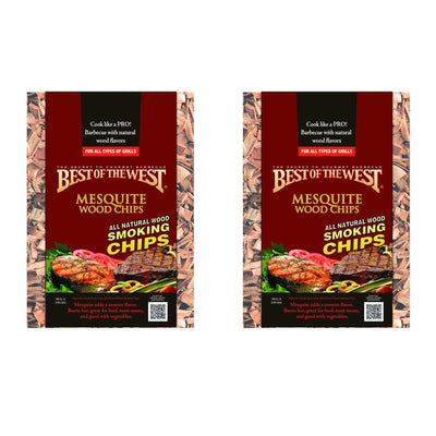 Best of the West Natural BBQ Mesquite Wood Smoking Chips, 180 Cu Inches (2 Pack)