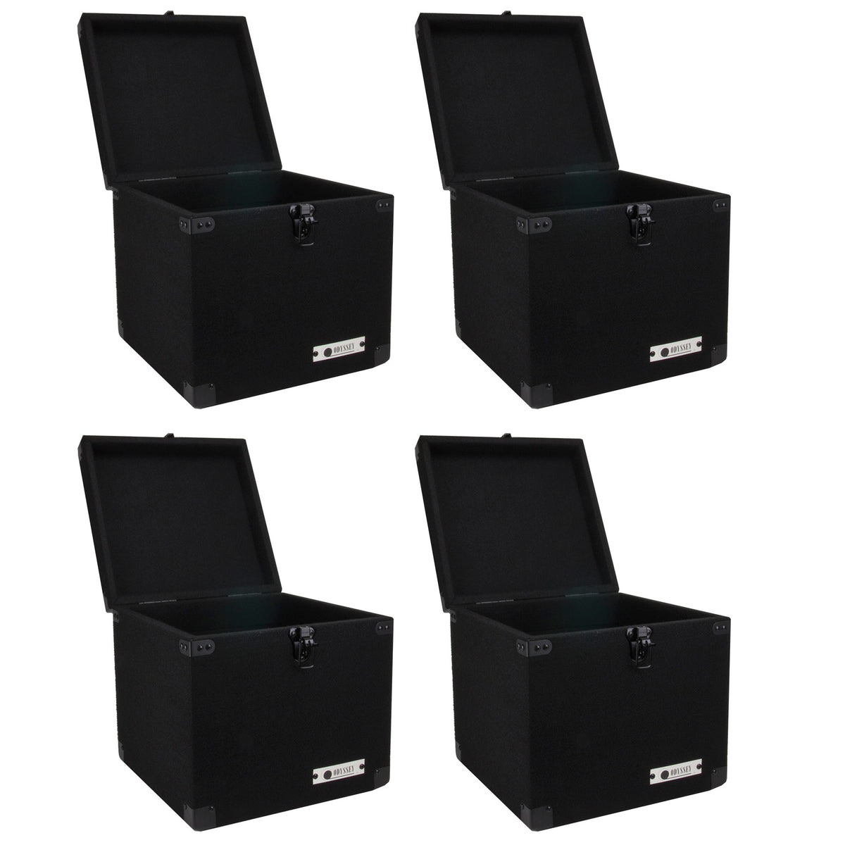 Odyssey Carpeted Pro DJ Case w/ Detachable Lid for 90 LP Vinyl Records (4 Pack)