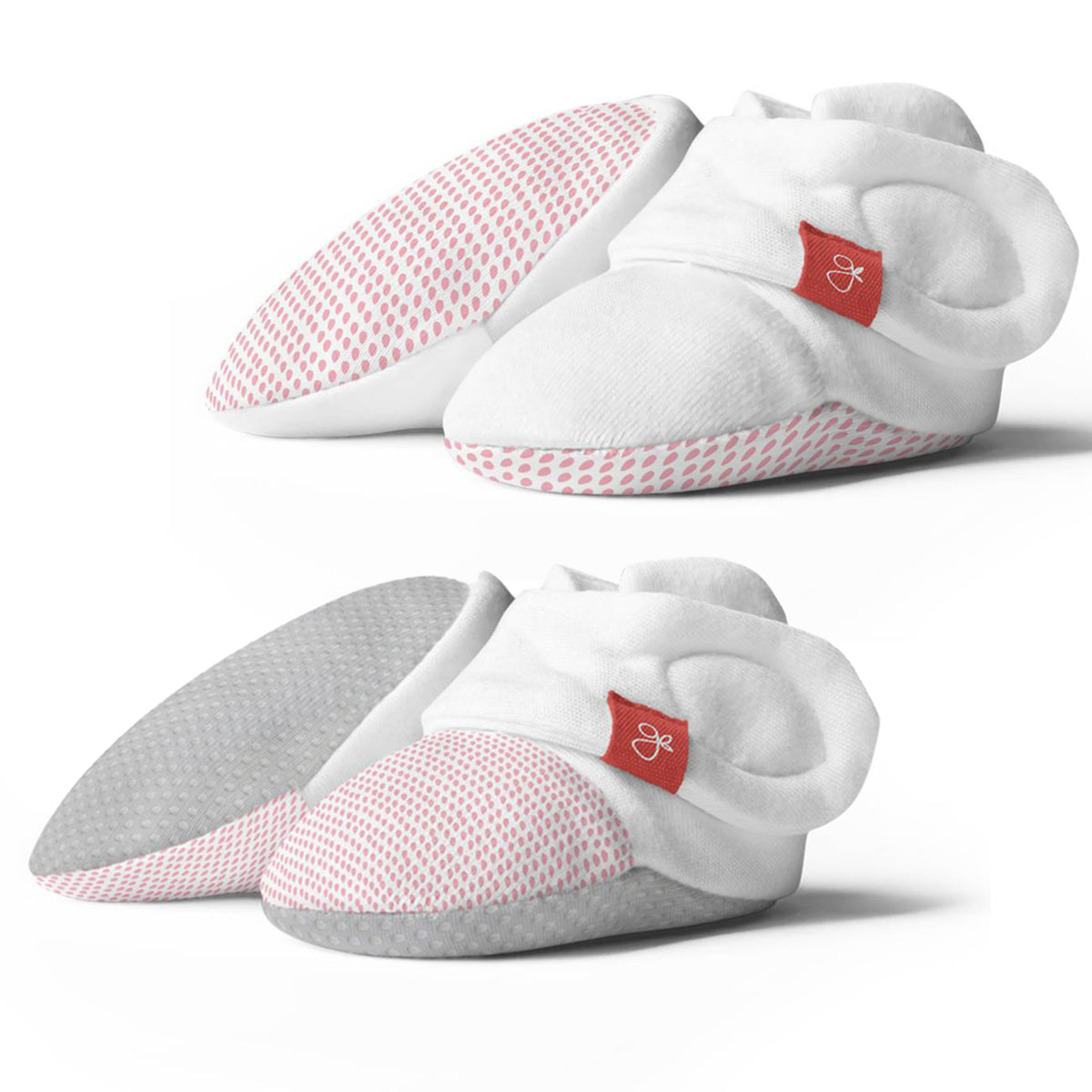 Goumikids Organic Stay On Baby Boots Infant Booties, 3-6M & 6-12M Pink (2 Pair) - VMInnovations
