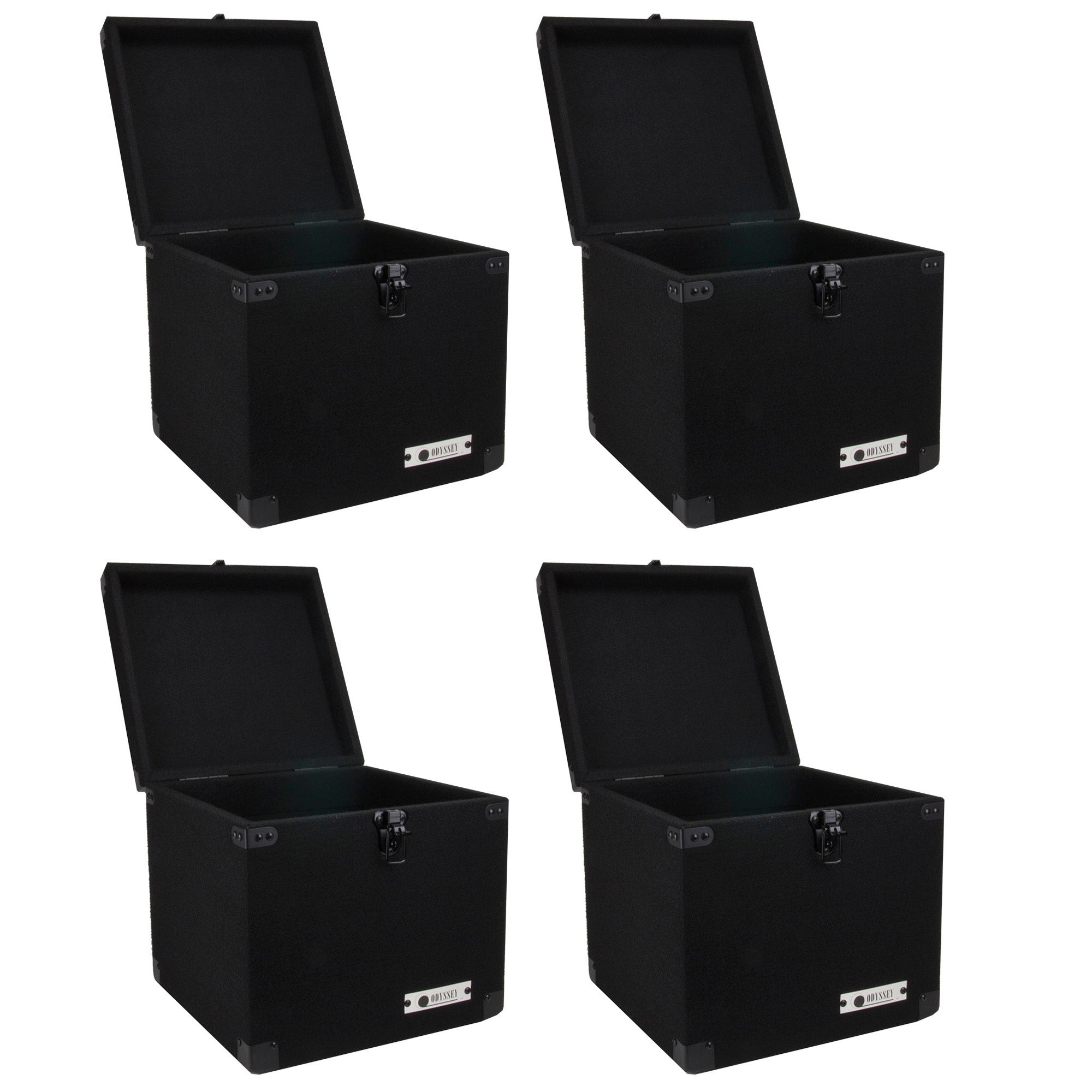 Odyssey Carpeted Pro DJ Case w/ Detachable Lid for 90 LP Vinyl Records (4 Pack) - VMInnovations