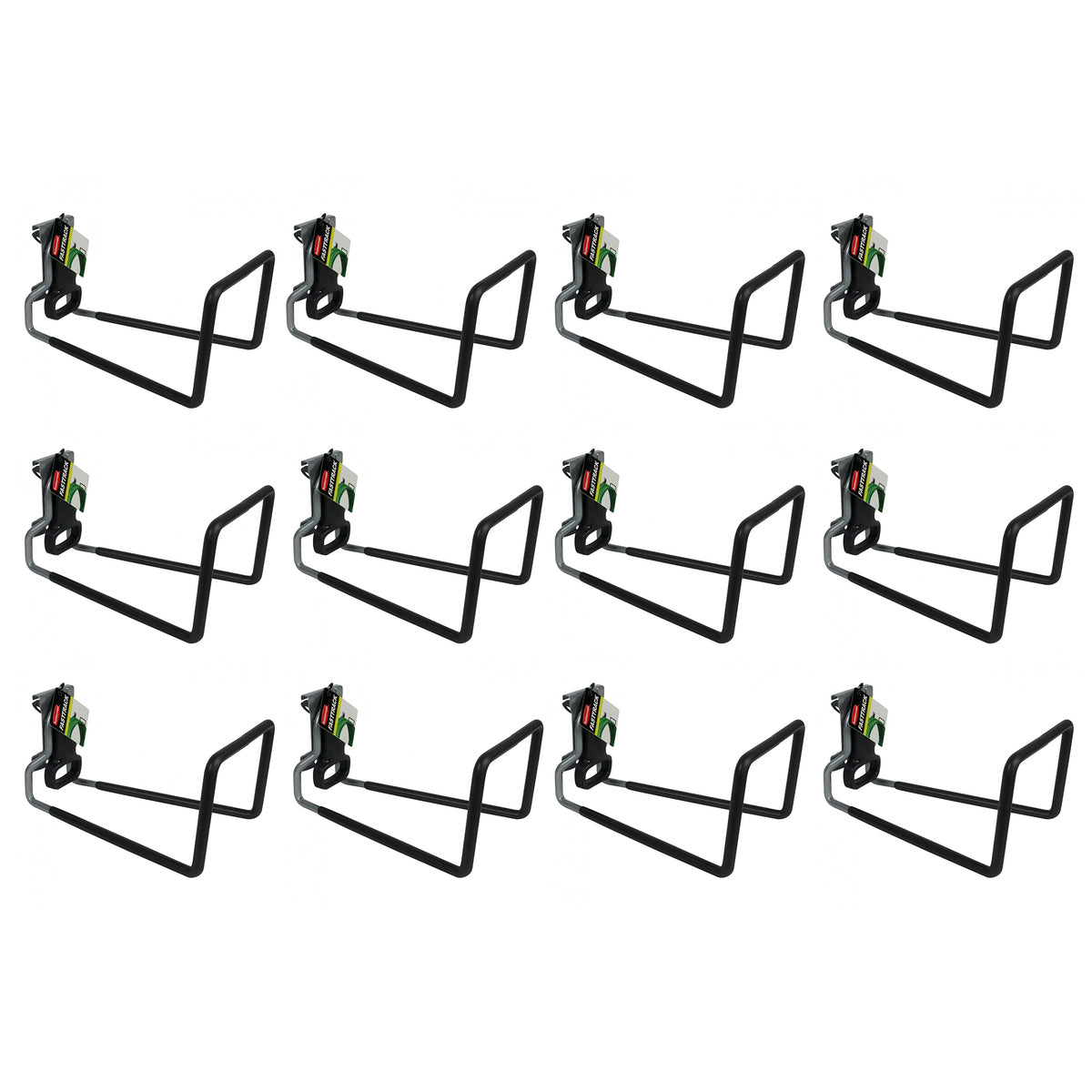 Rubbermaid FastTrack All in 1 Rail Garage Storage System Hook, Black (12 Pack)