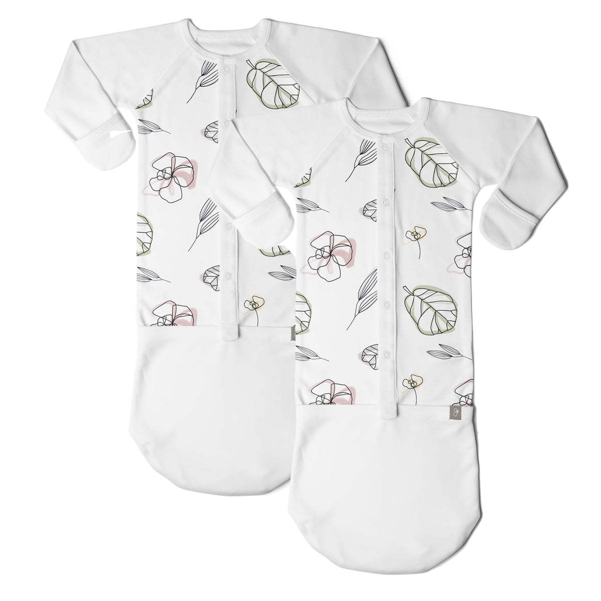 Goumikids Baby Sleep Gown Sleepsack Pajama Clothes, 0-3M & 3-6M Floral(2 Pair) - VMInnovations