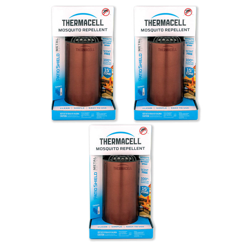 Thermacell Patio Shield Portable No Spray Bug Mosquito Repellent, Metal (3 Pack)