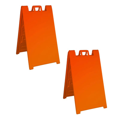 Plasticade 130-O Signicade A Frame Plain Portable Folding Sign, Orange (2 Pack)