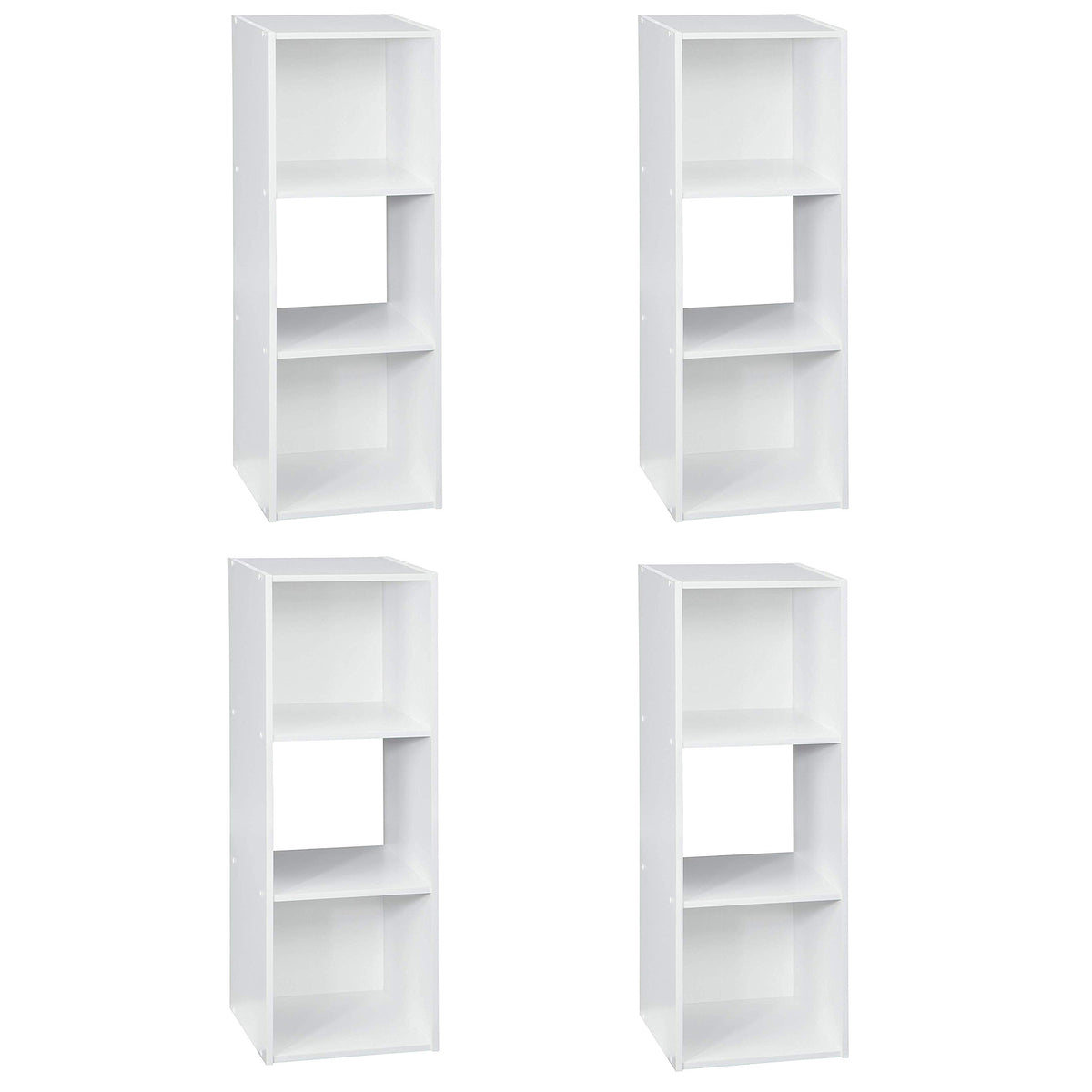 Closetmaid Decorative Home Stackable 3 Cube Organizer Storage, White (4 Pack)