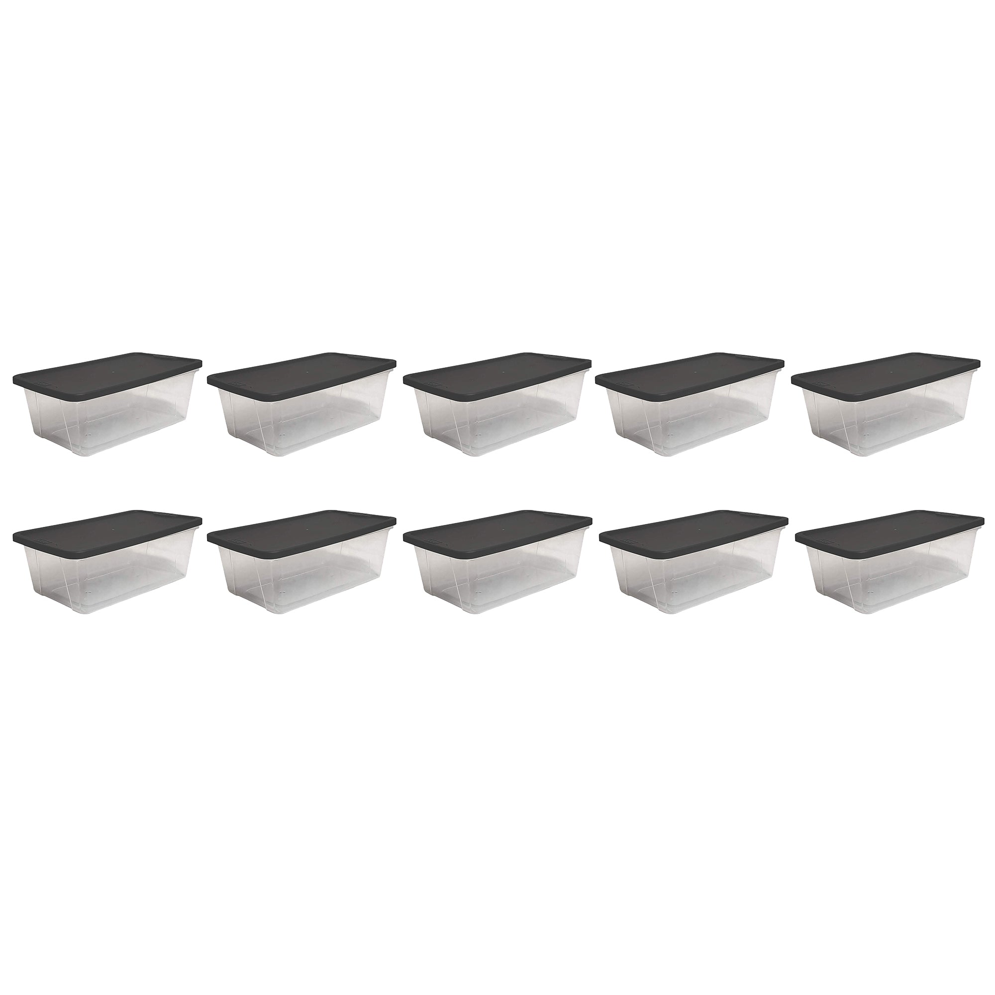 Homz Snaplock Extra Small 6-Quart Clear Storage Container w/ Gray Lid, 10 Pack