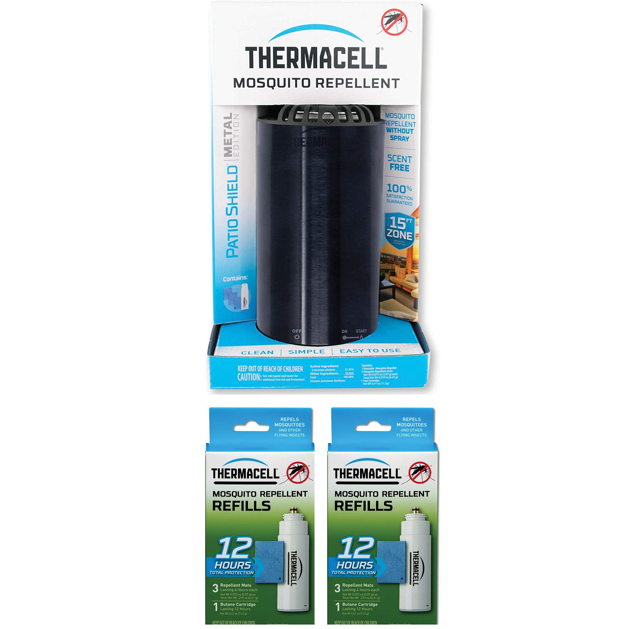 Thermacell Patio Shield No Spray Bug Mosquito Repellent & Refill Packs (2 Pack)