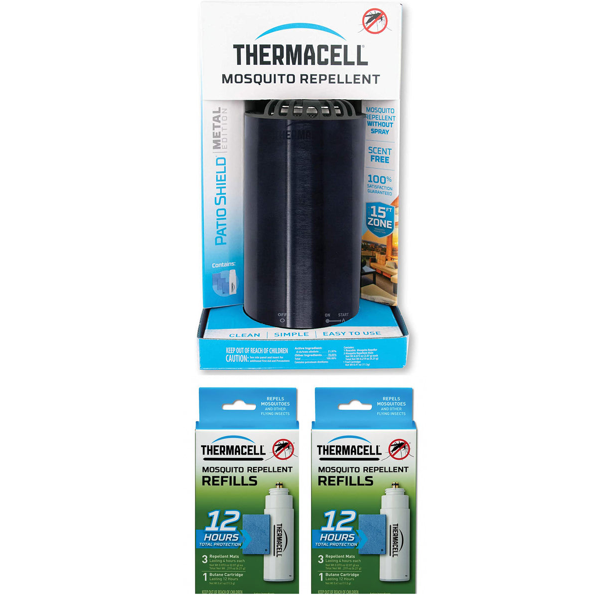 Thermacell Patio Shield No Spray Bug Mosquito Repellent & Refill Packs (2 Pack)