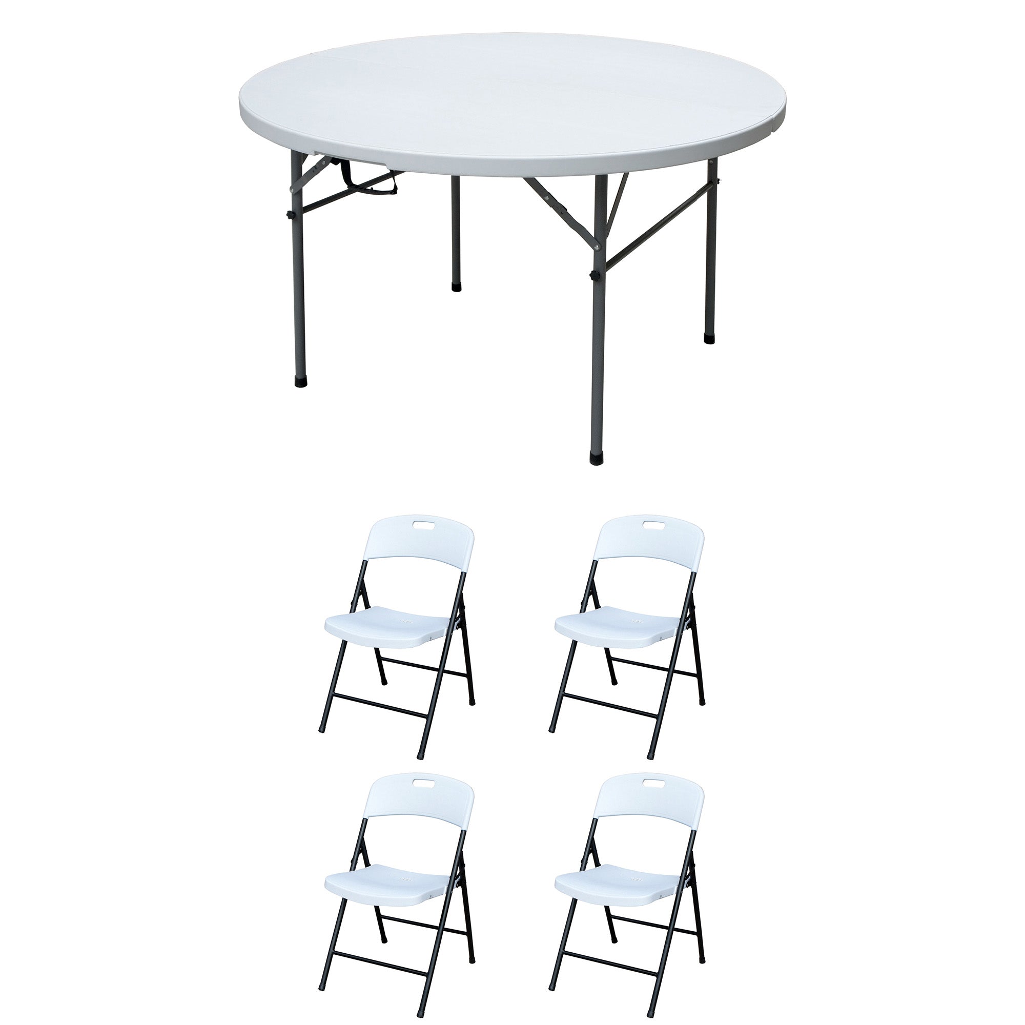 Plastic Development Group 4' Folding Banquet Table & 4 Outdoor Folding Chairs - VMInnovations