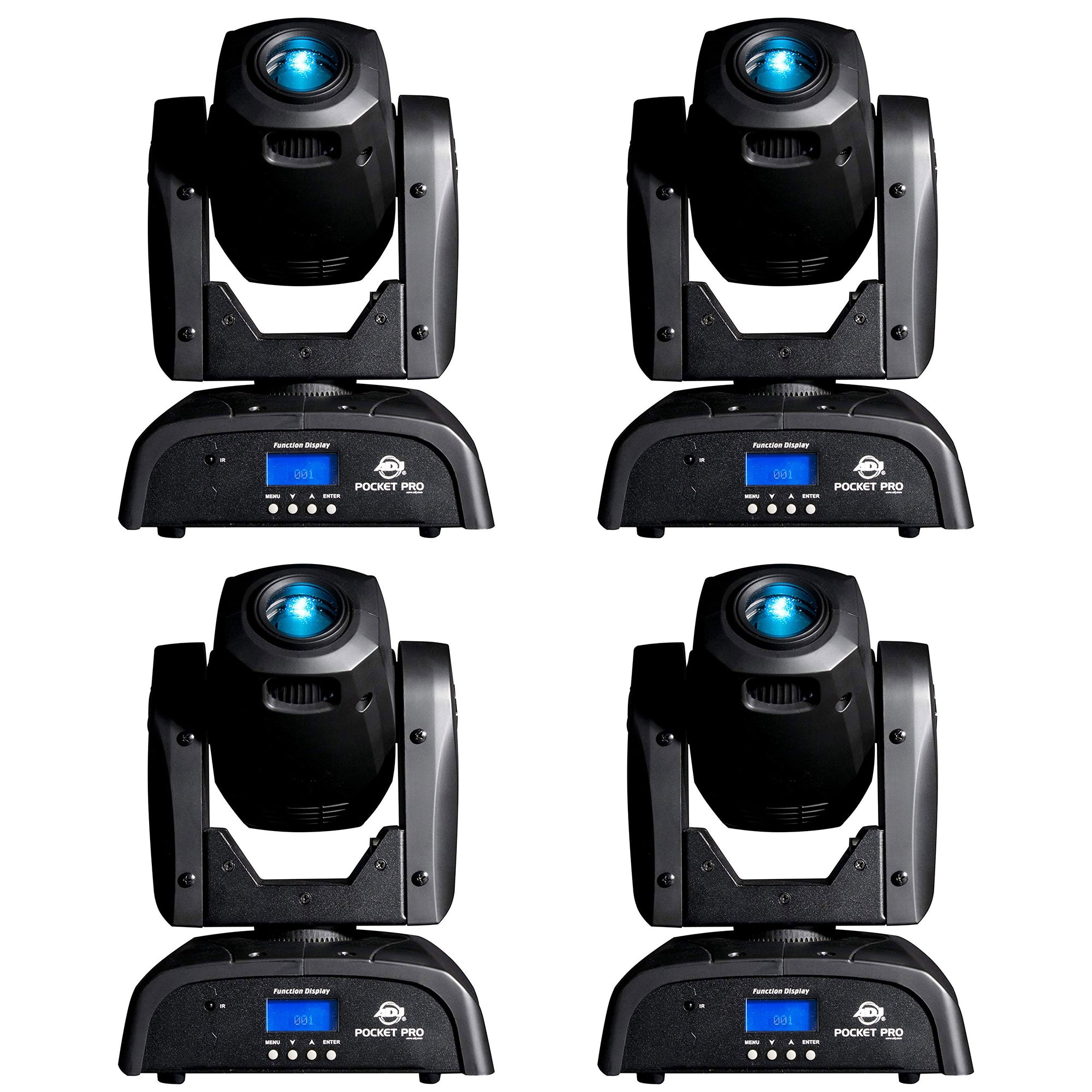 ADJ POCKET PRO 25W LED Mini Compact Spot Moving Head Light w/ 7 Colors (4 Pack)