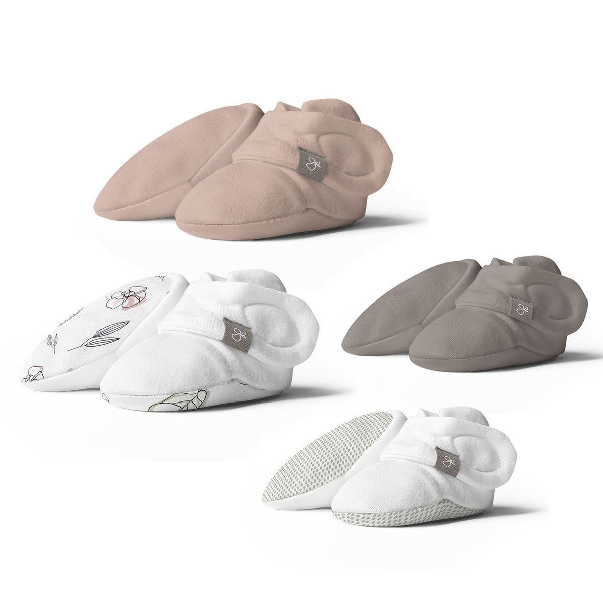 Goumikids Soft Organic Stay On Baby Infant Booties, 0-3M Multi Colored (4 Pairs) - VMInnovations