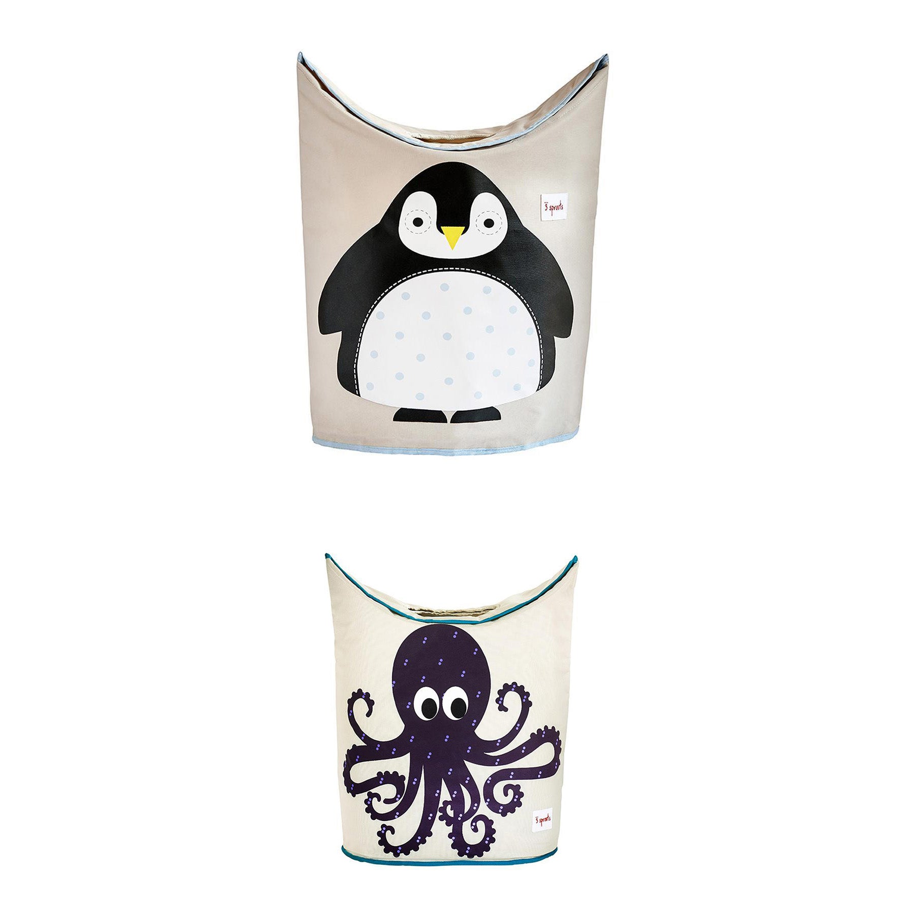 3 Sprouts Baby Laundry Hamper Storage Basket Bin, Penguin & Octopus (2 Pack) - VMInnovations