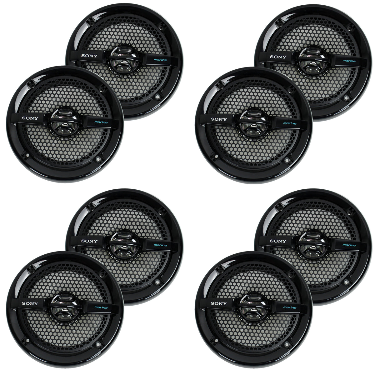 Sony XS-MP1611B 6.5" 140 Watt Dual Cone ATV/UTV Marine Stereo Speakers (8 Pack)