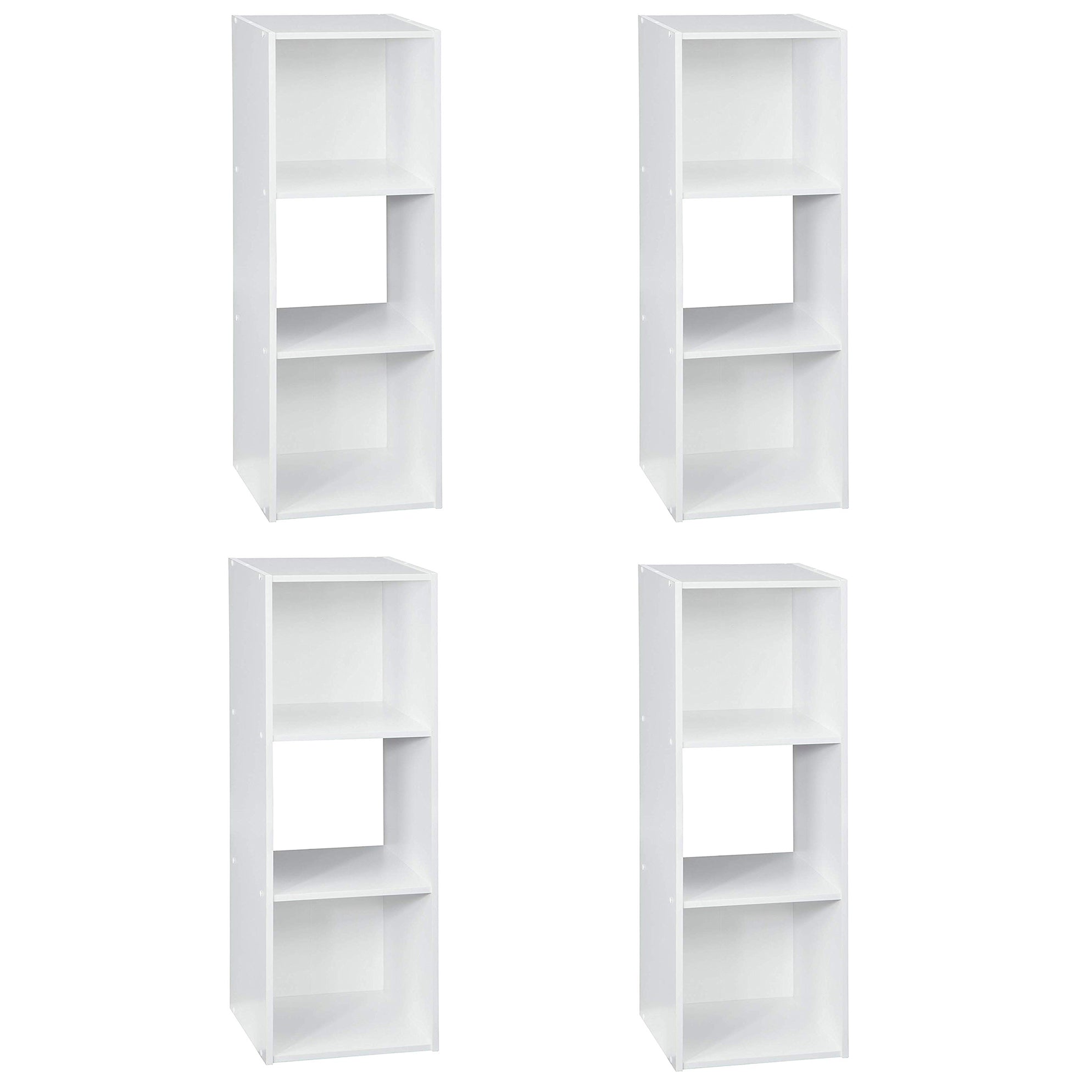 Closetmaid Decorative Home Stackable 3 Cube Organizer Storage, White (4 Pack) - VMInnovations