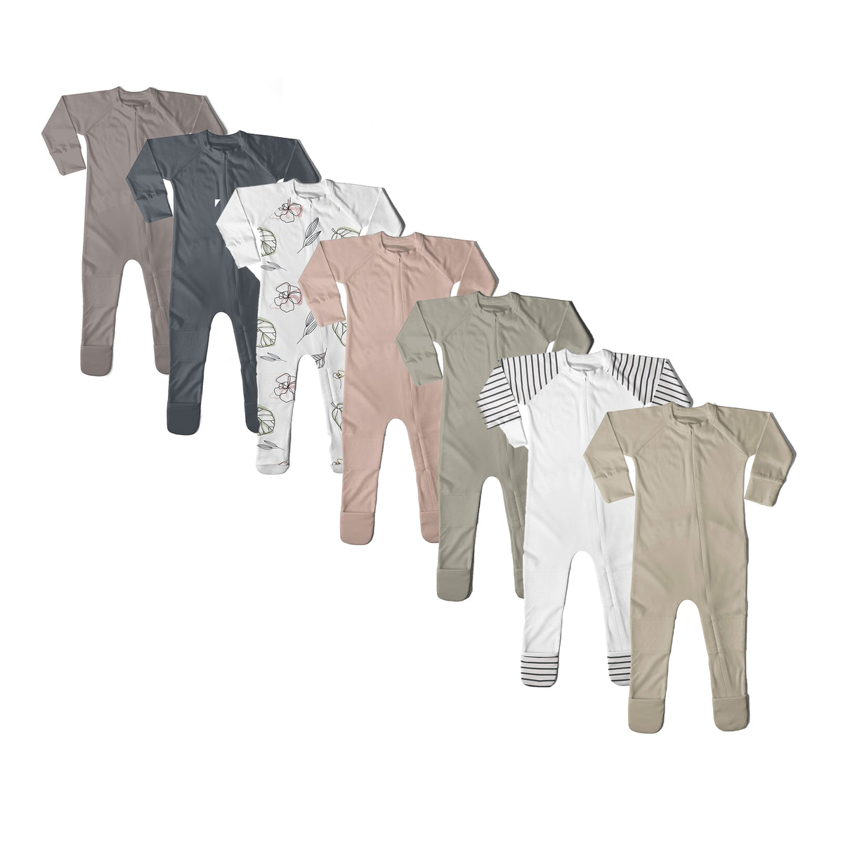 Goumikids Unisex Baby Footie Pajamas Sleep Clothes, 9-12M Multi Colored (7 Pair) - VMInnovations