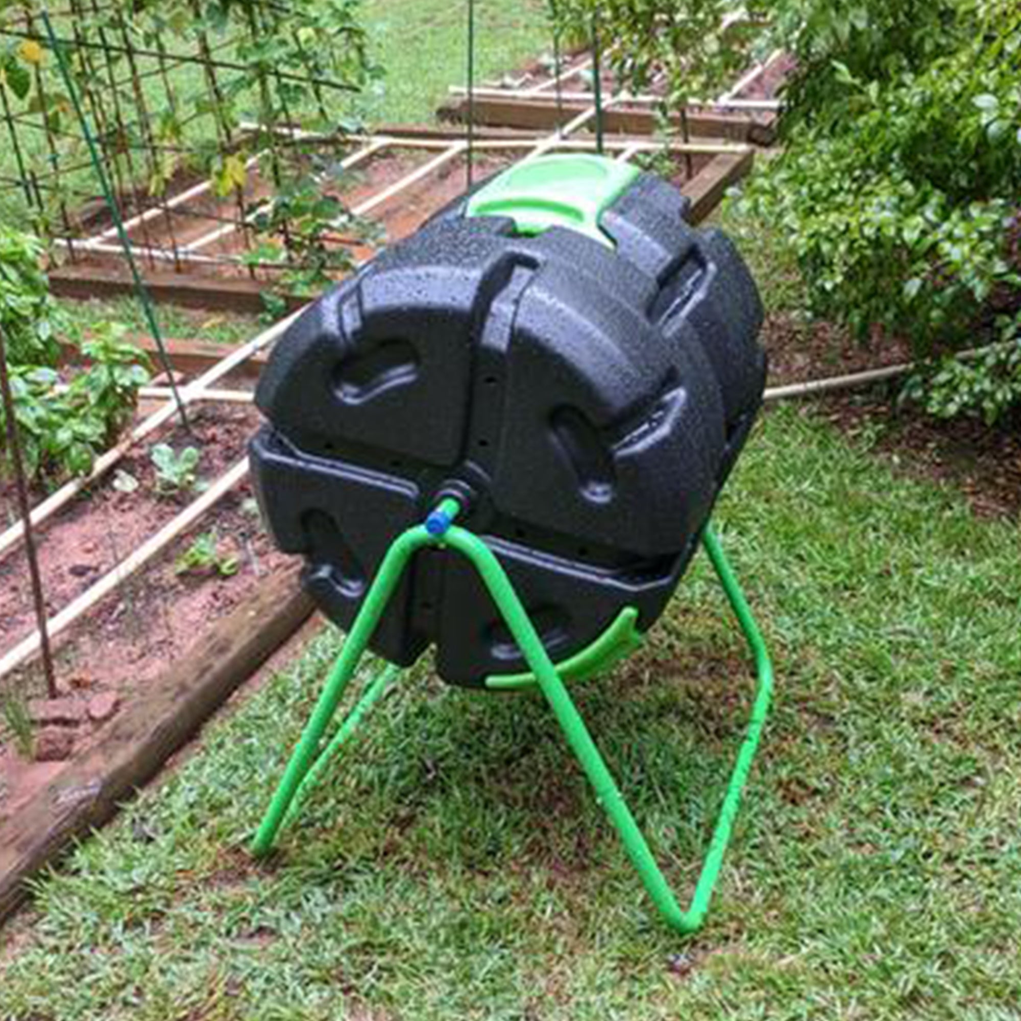 FCMP HOTFROG 37 Gallon Plastic Dual Body Tumbling Composter Bin (Open Box) - VMInnovations