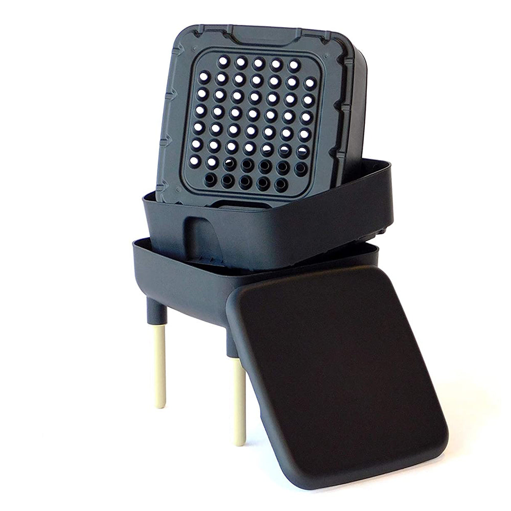 FCMP Outdoor Essential Living 6 Gallon Worm Composter Bin w/ Garden Trays, Black - VMInnovations