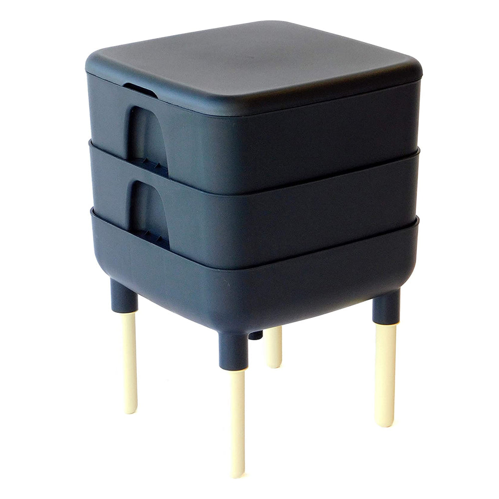 6 Gallon Worm Composter Bin w/ Garden Trays, Black (Open Box) - VMInnovations