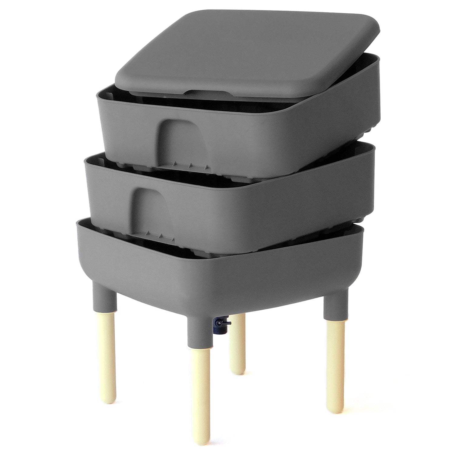 FCMP Outdoor Essential Living 6 Gallon Worm Composter Bin w/ Garden Trays, Gray (Refurbished)