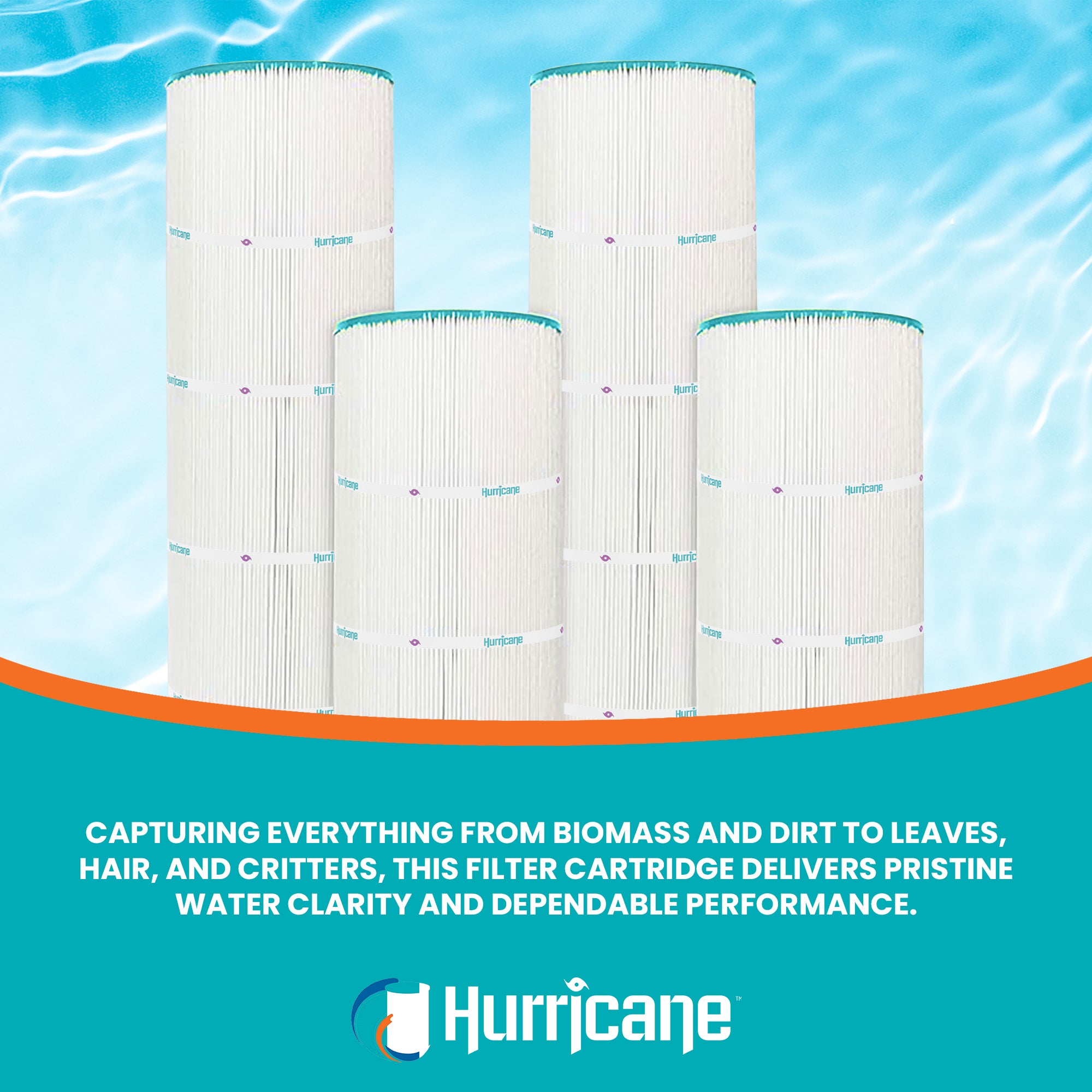 Hurricane 4 Pack HF7468-04 Advanced Pool and Spa Filter Cartridge Replacement