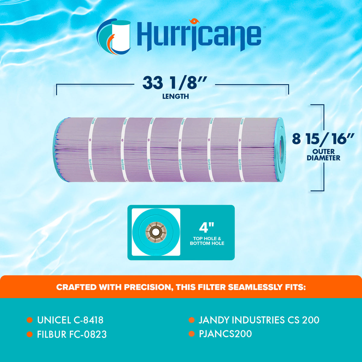 Hurricane HF8418-01P Platinum Purple Pool and Spa Filter Cartridge Replacement