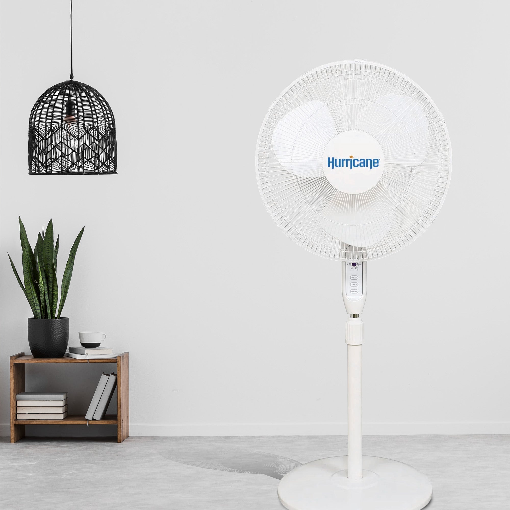 Hurricane Supreme 16 Inch 3 Speed Oscillating Stand Pedestal Fan w/Remote, White (For Parts)