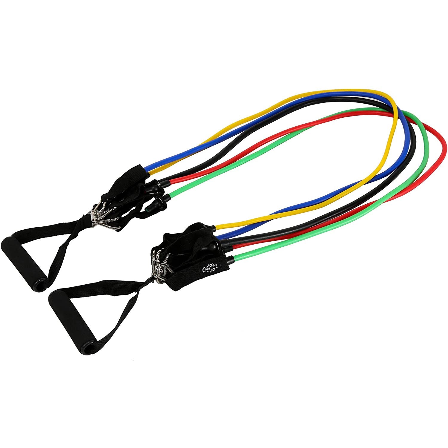 HolaHatha Resistance Band 110lb Maximum Workout Set with 5 Bands and 2 Handles - VMInnovations