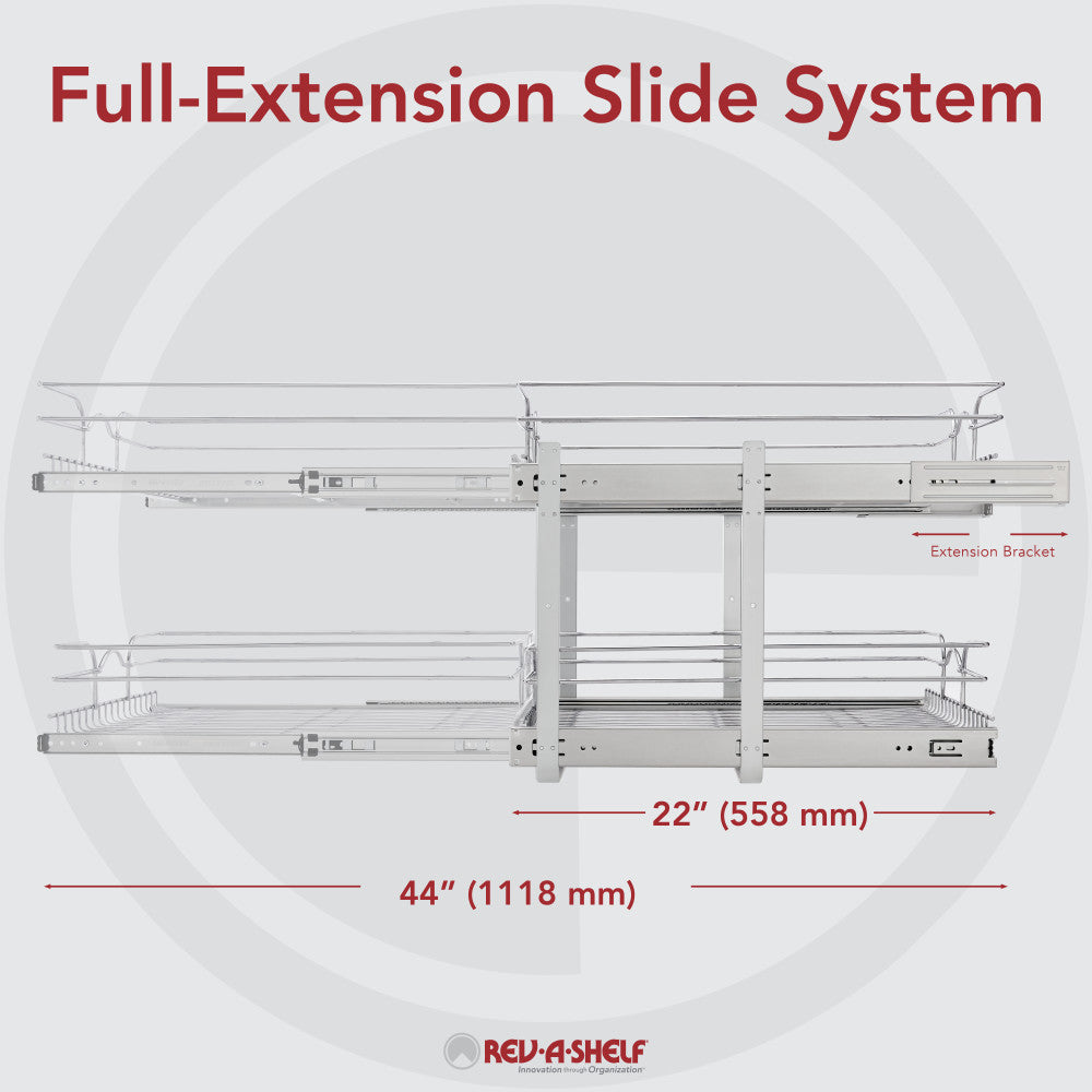 Rev-A-Shelf 15" x 22" 2-Tier Cabinet Pull Out Wire Baskets, Chrome (Refurbished)