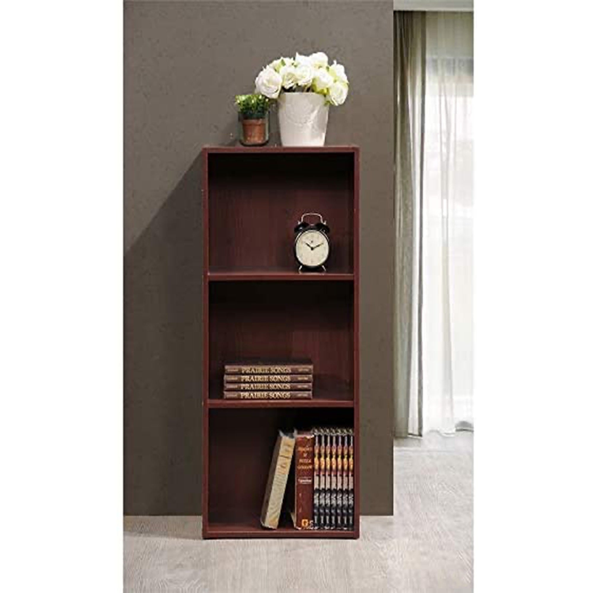 Hodedah 3 Shelf Home/Office Organization Storage Bookcase Cabinets (Open Box) - VMInnovations