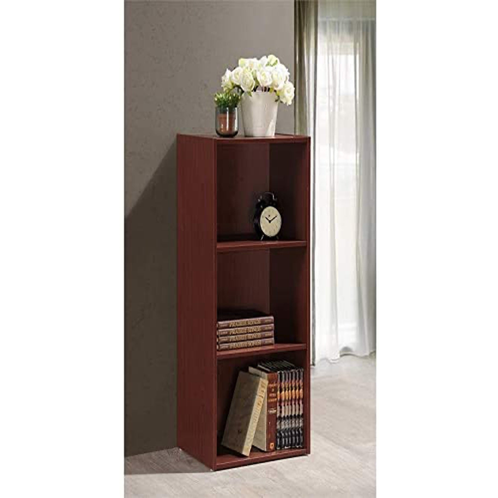 Hodedah 3 Shelf Home/Office Organization Storage Bookcase Cabinets (Open Box) - VMInnovations