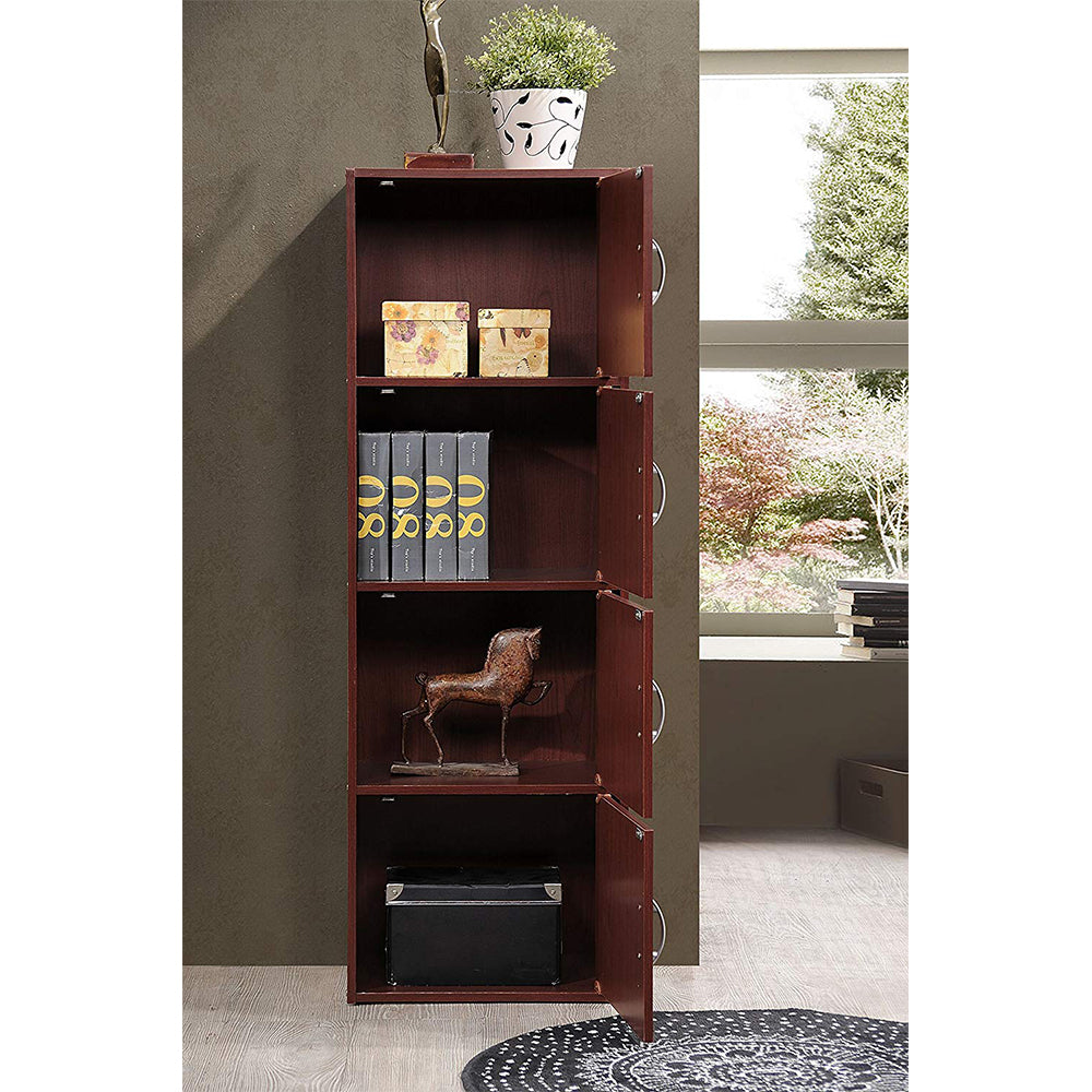 4 Door Enclosed Multipurpose Cabinet for Home/Office, Mahogany (Open Box)