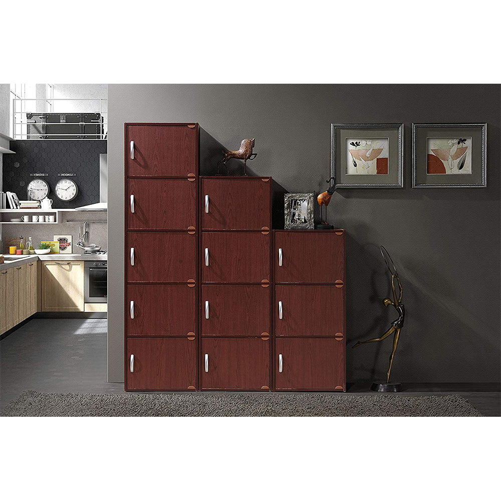 4 Door Enclosed Multipurpose Cabinet for Home/Office, Mahogany (Open Box)