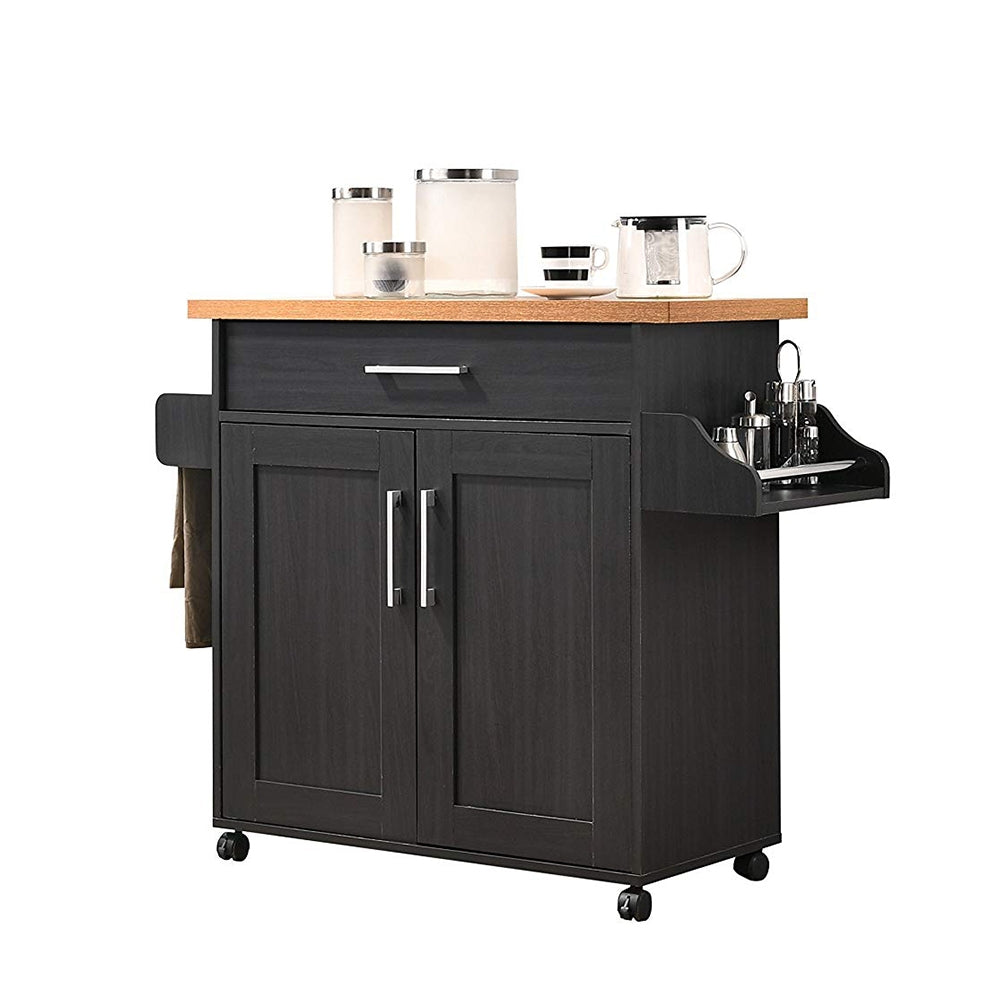 Hodedah Wheeled Kitchen Island with Spice Rack and Towel Holder (Open Box) - VMInnovations
