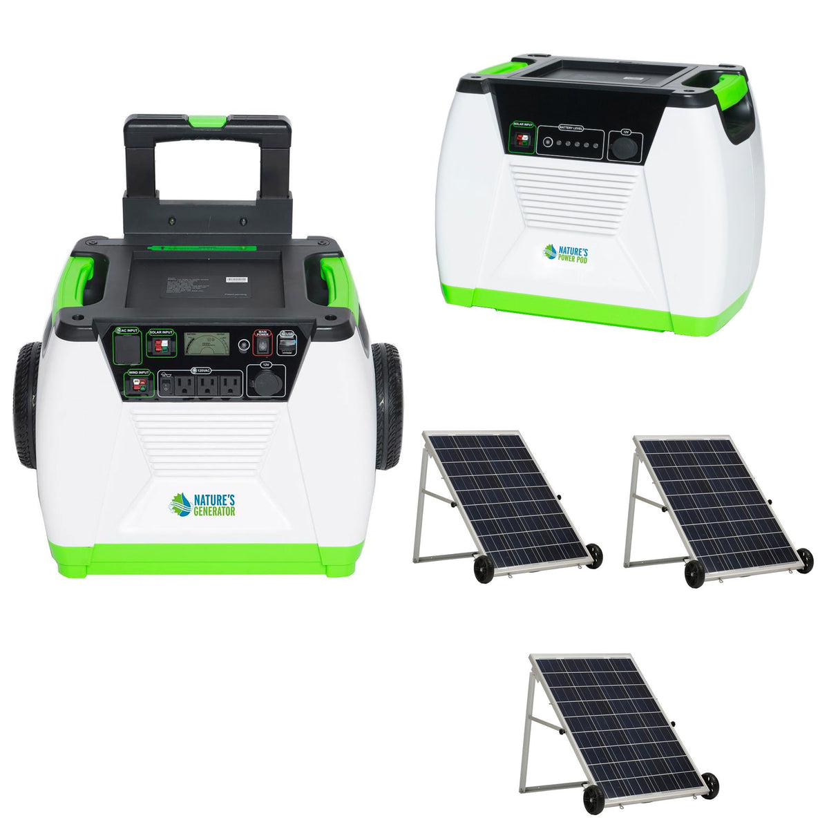 Nature's Generator Portable Generator Bundle w/ Power Pod & Solar Panel (3 Pack)
