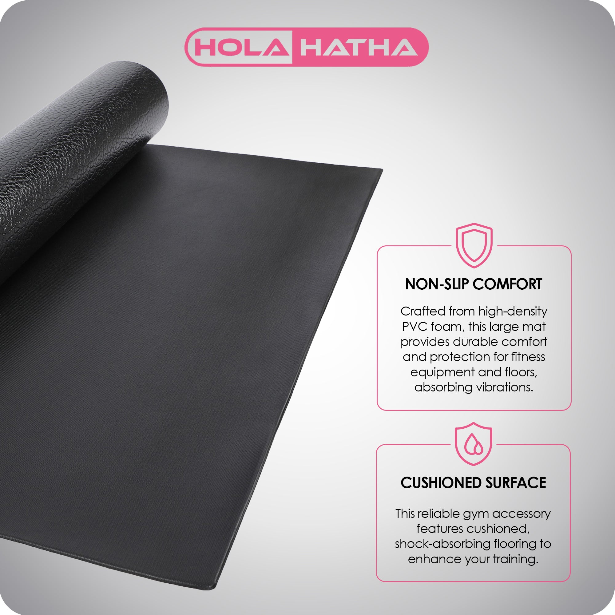 HolaHatha Padded Foam Exercise Mat for Workout Activity, Large, Grey (Used) - VMInnovations