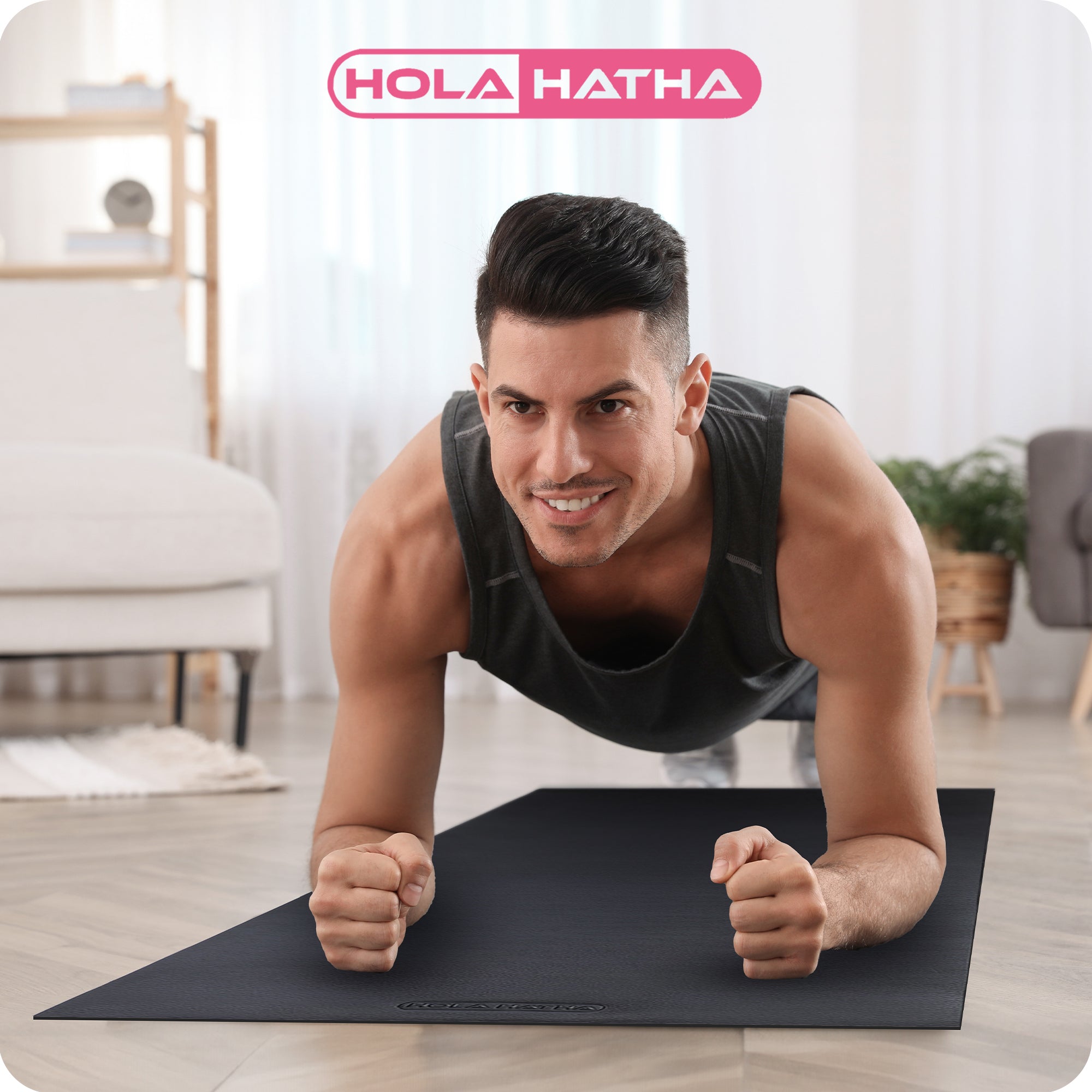 HolaHatha Padded Foam Exercise Mat for Workout Activity, Large, Grey (Used) - VMInnovations