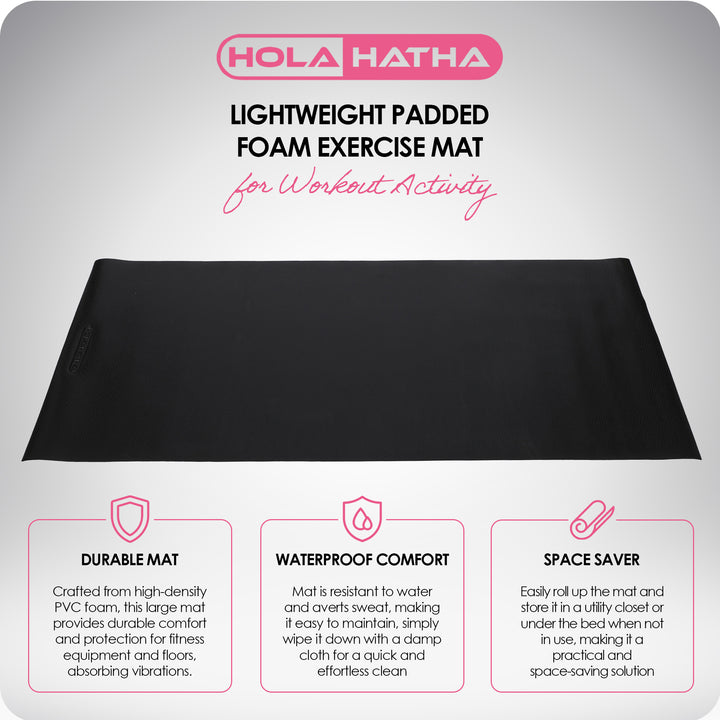 HolaHatha Lightweight Padded Foam Fitness Mat for Workout Activity, Medium, Grey - VMInnovations