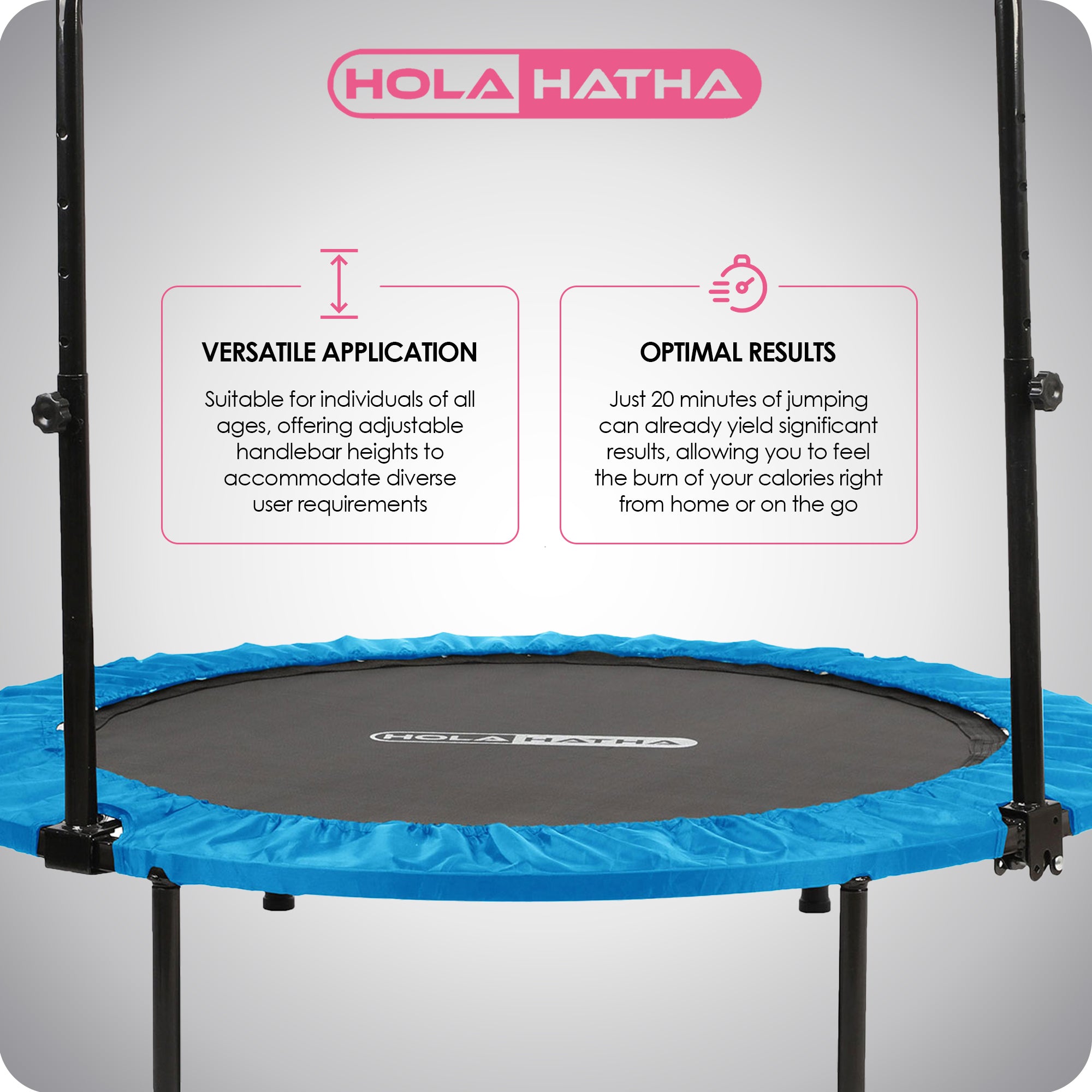 HolaHatha 48" Foldable Fitness Trampoline w/Adjustable Handle, Blue (For Parts) - VMInnovations