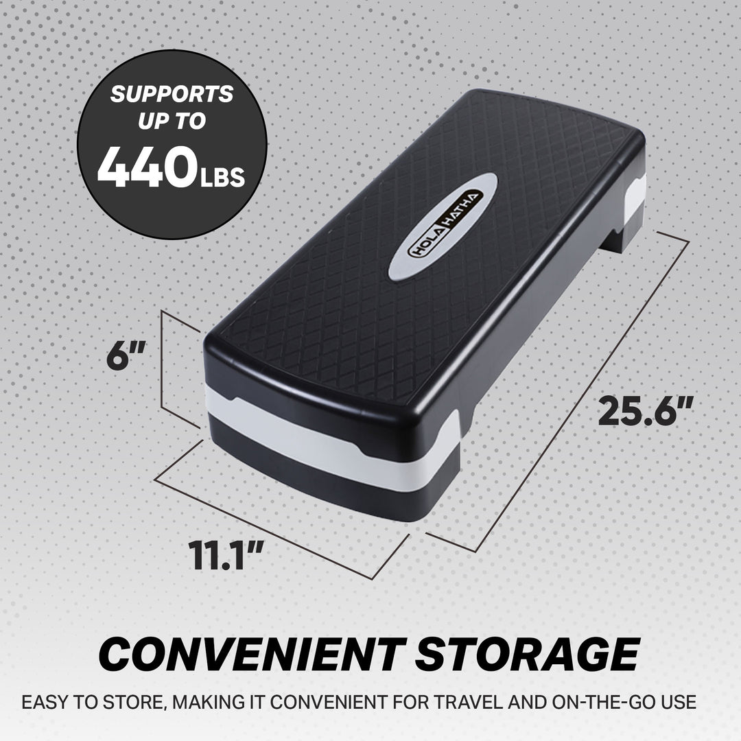 HolaHatha Aerobic Step Platform Exercise Fitness Equipment w/ Adjustable Height - VMInnovations