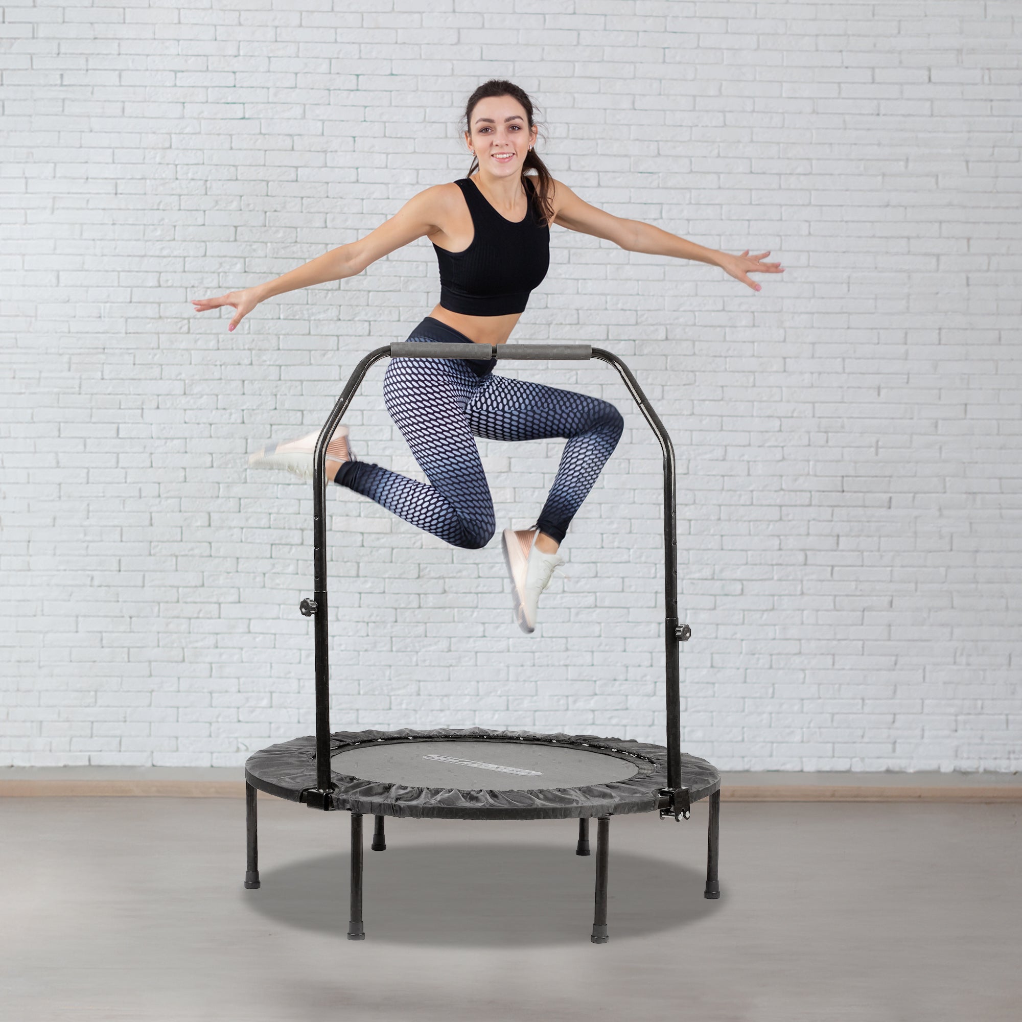 HolaHatha 40" Foldable Mini Trampoline Fitness Rebounder w/Handle (Used) - VMInnovations
