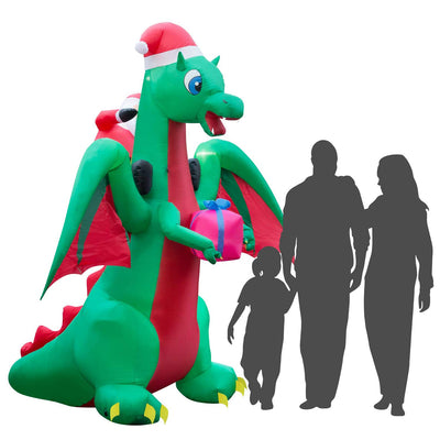 Holidayana 9' Giant Inflatable Santa Claus Riding Dragon Holiday Yard Decoration