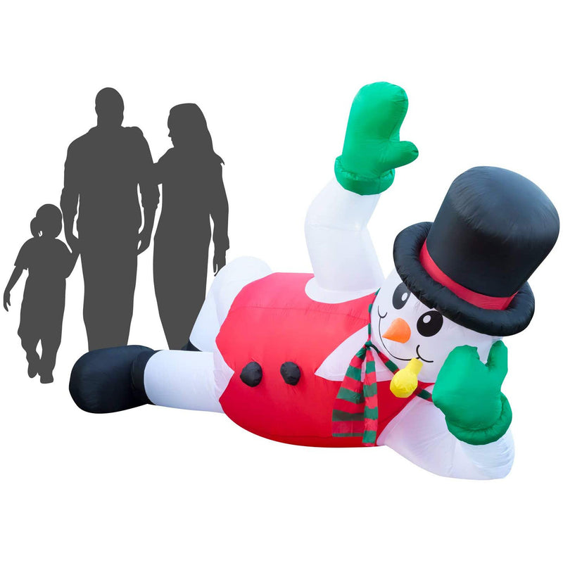 Holidayana 10 Foot Long Giant Inflatable Winter Holiday Snowman Yard Decoration