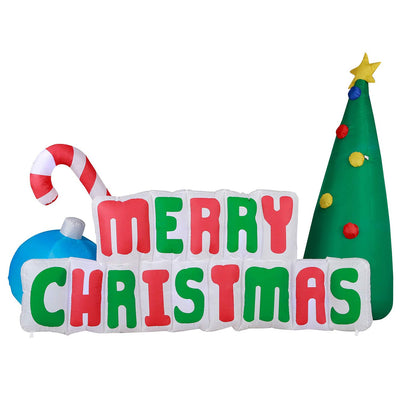 Holidayana 8' Wide Giant Inflatable Merry Christmas Sign Holiday Yard Decoration