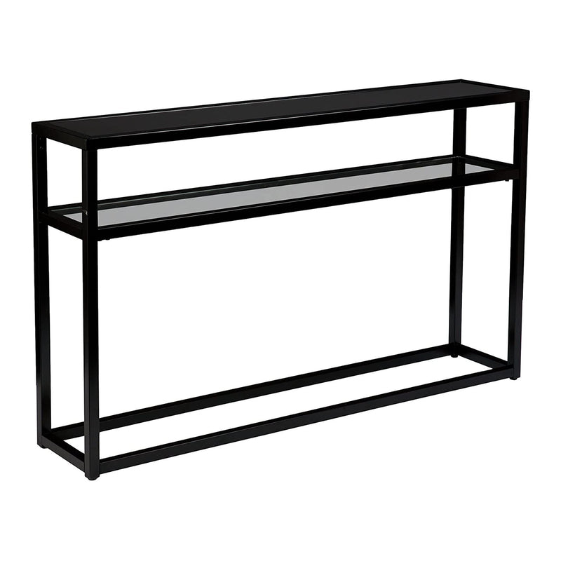 SEI Furniture Baldrick Matte Finish Metal Console Table with Glass Shelf, Black
