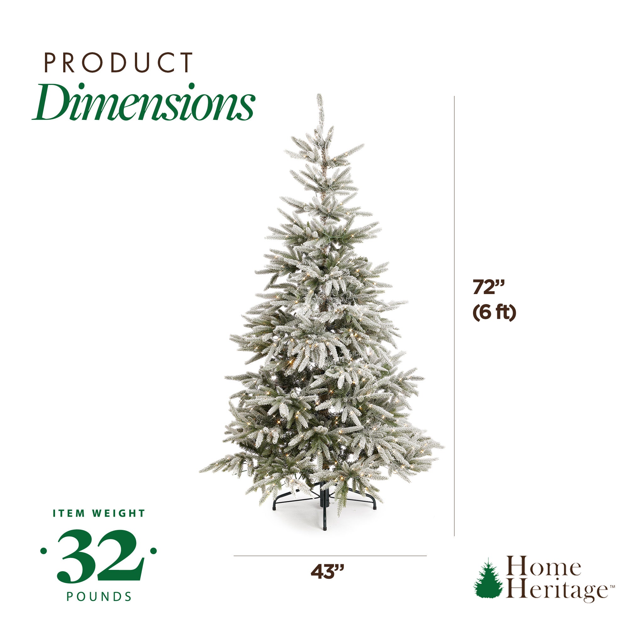 Home Heritage Snowy Abies Pine 6 Foot Prelit Flocked Christmas Tree (Used) - VMInnovations