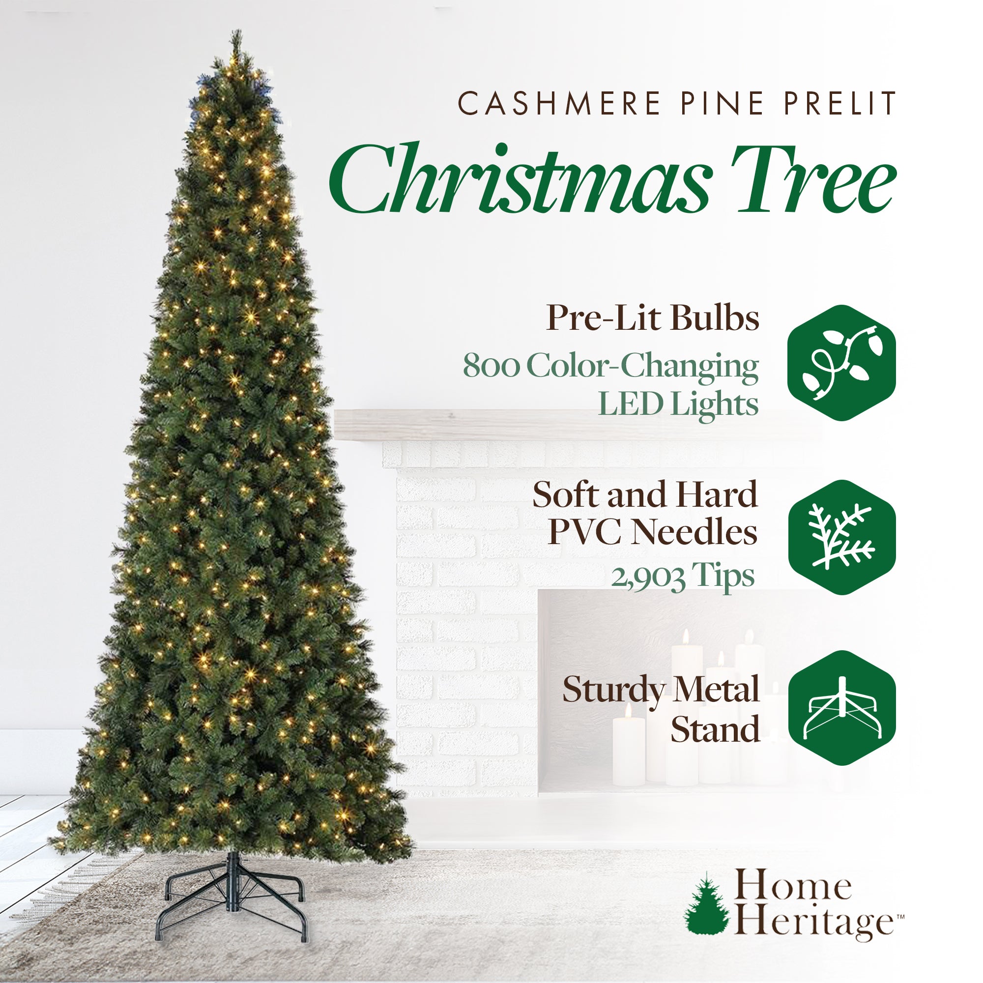 Home Heritage 12' Cascade Cashmere Christmas Tree with Changing Lights (Used)