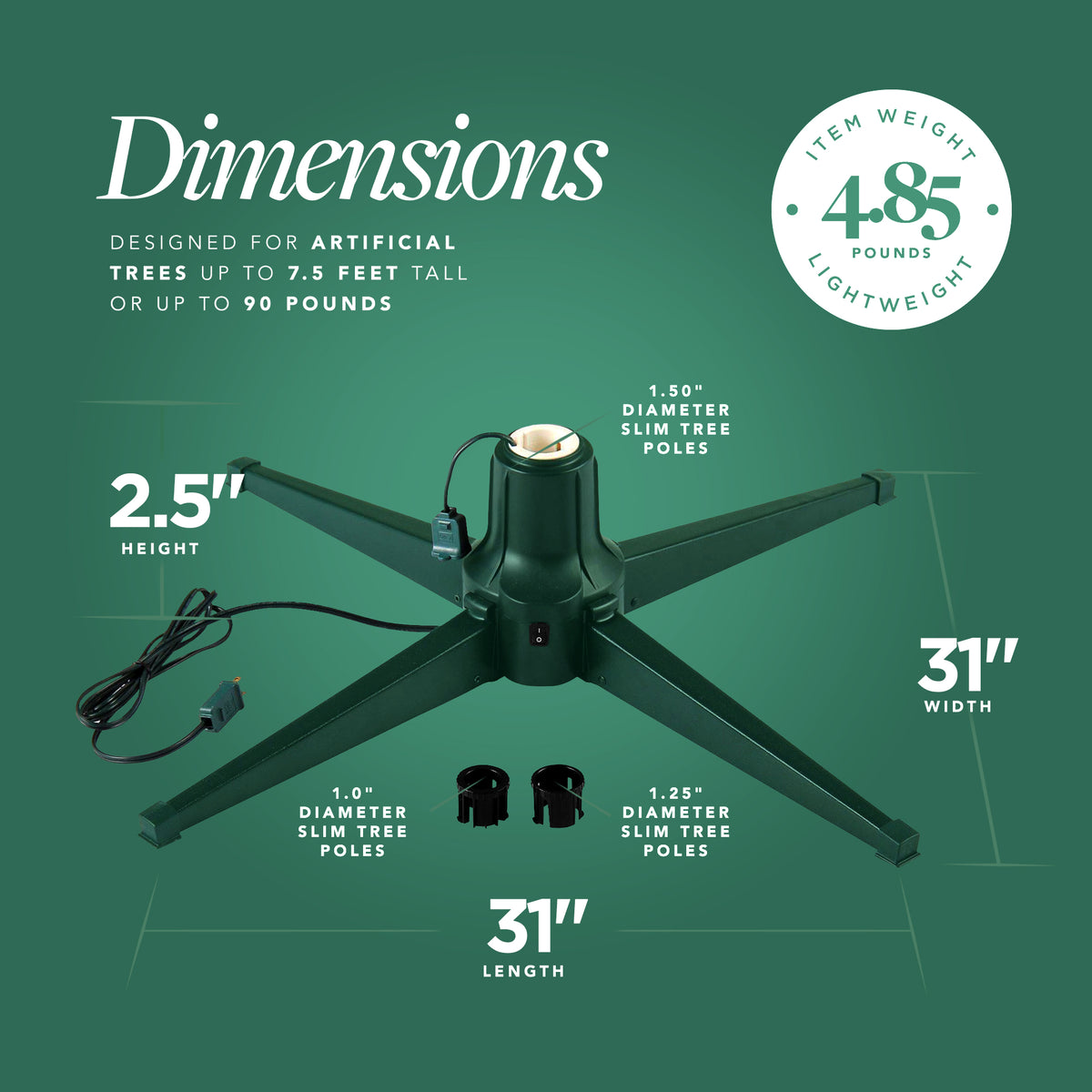 Home Heritage Rotating Christmas Tree Stand w/ Twinkly App Controlled RGB Lights