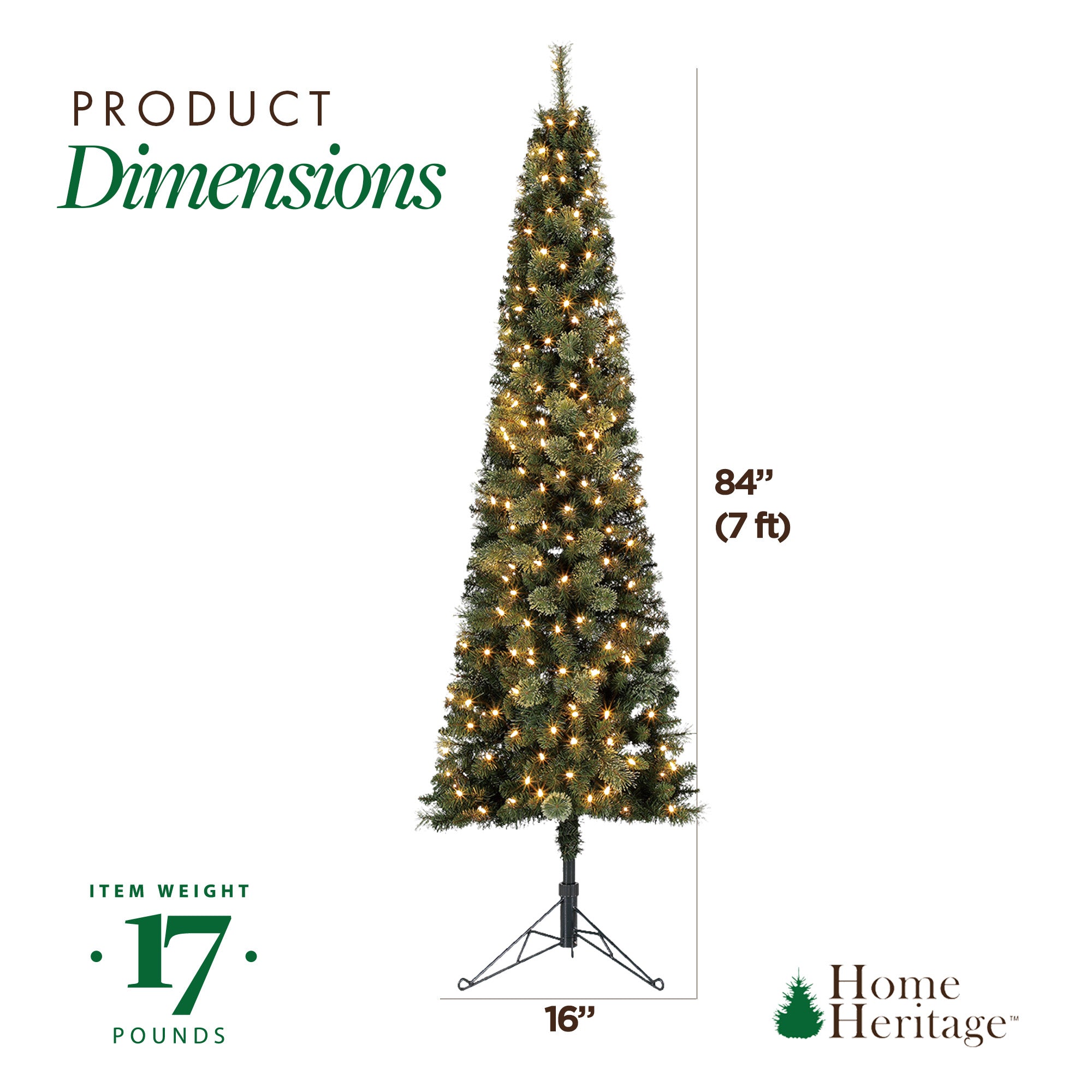 Home Heritage Cashmere 7 Ft Artificial Christmas Tree with LED Lights (Open Box) - VMInnovations