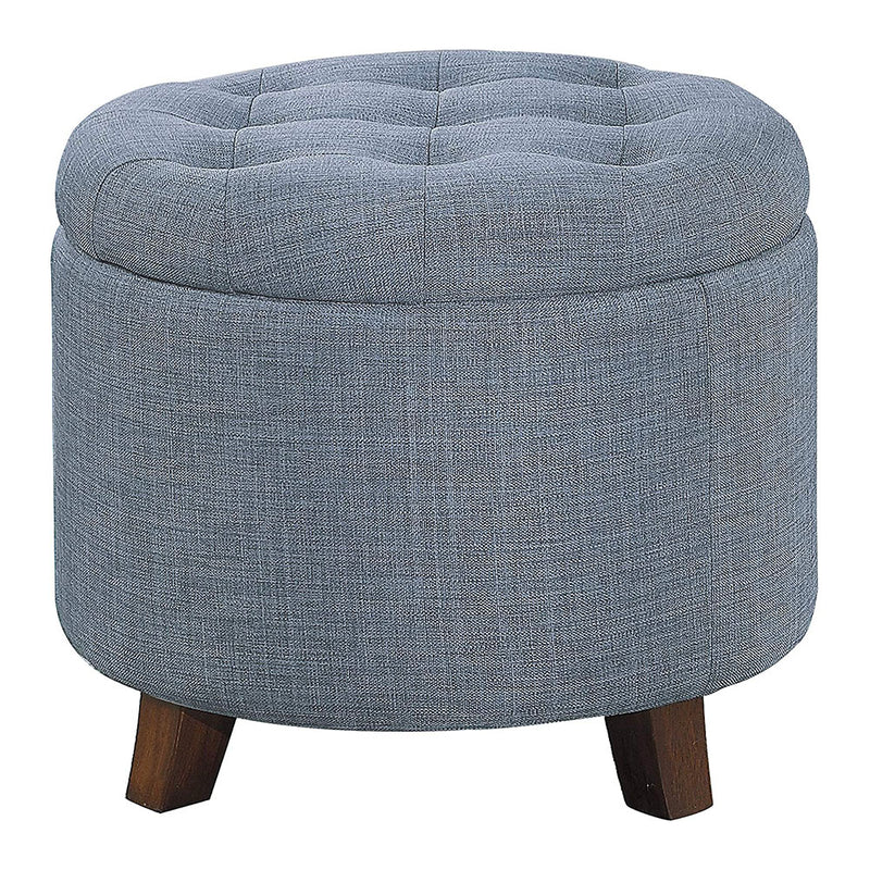Homelegance Cleo Round Cushioned Lift Top Storage Ottoman Accent Seat, Blue